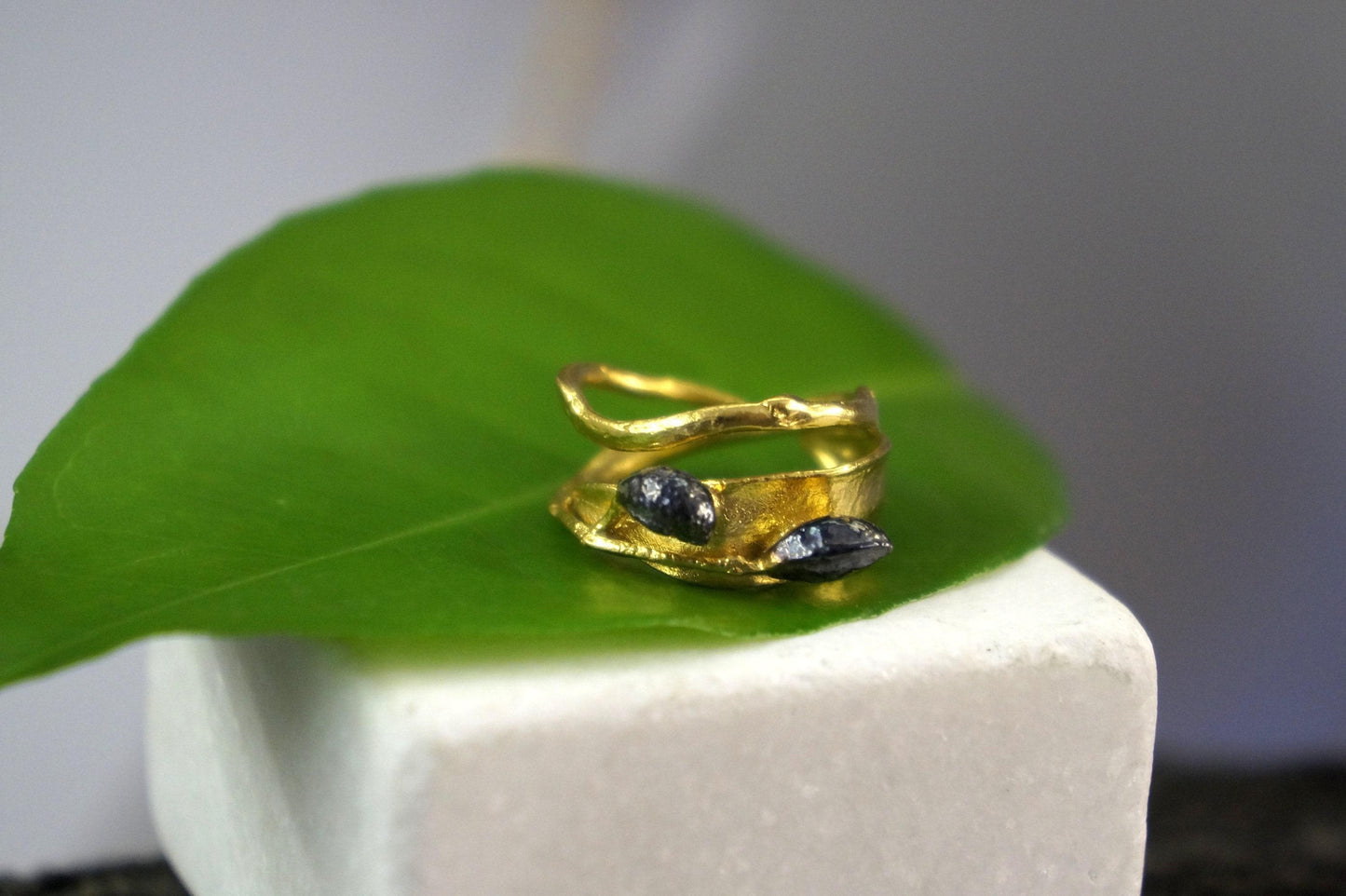Silver Olive Leaf Ring, Gold-Plated Sterling Silver Jewelry, Handmade Jewelry, Branch Ring, Birthday Gift for Women, Jewelry Gift for Her