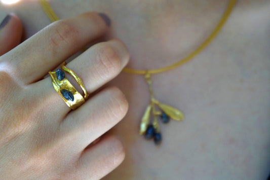 Silver Olive Leaf Ring, Gold-Plated Sterling Silver Jewelry, Handmade Jewelry, Branch Ring, Birthday Gift for Women, Jewelry Gift for Her