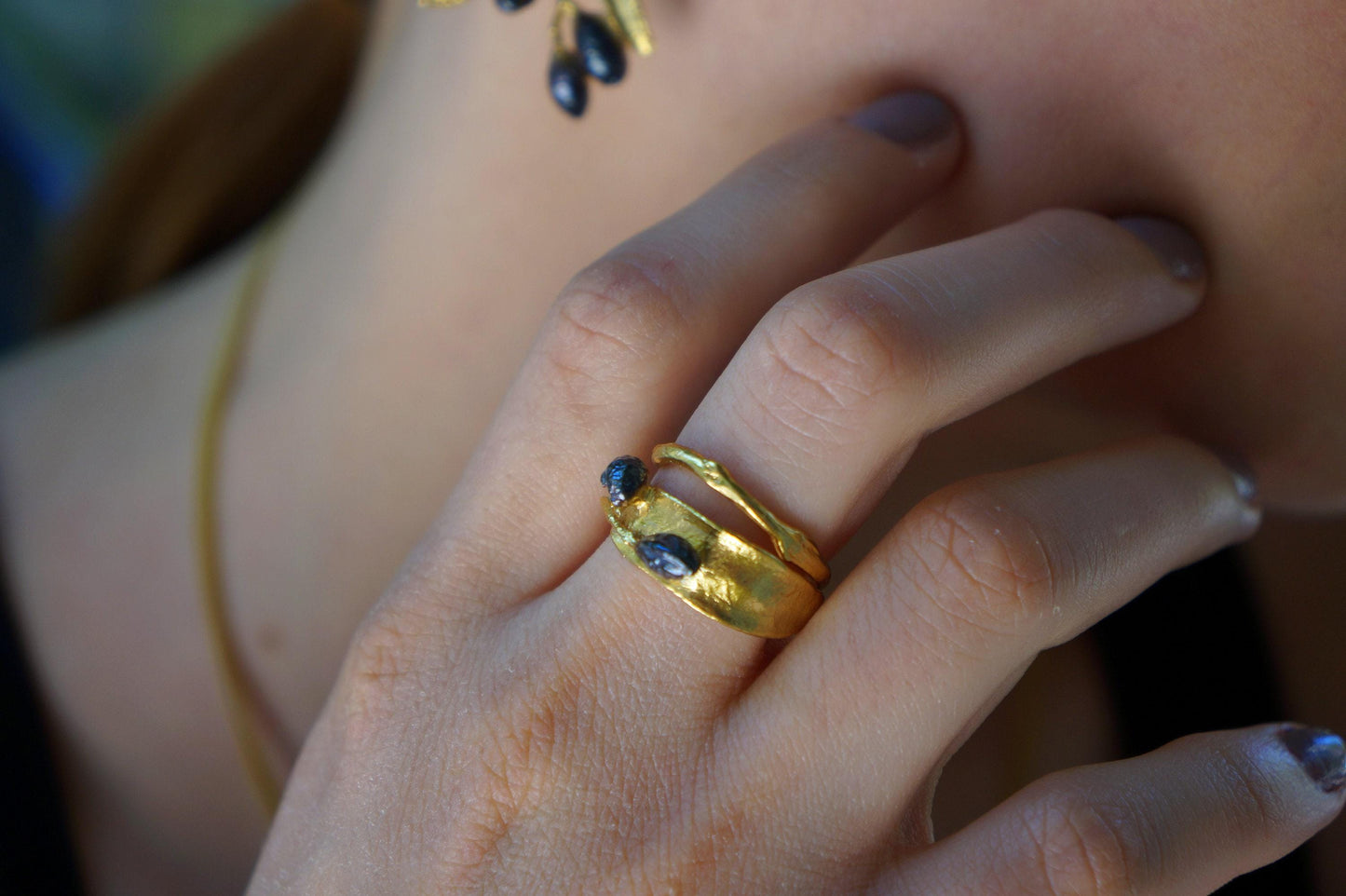 Silver Olive Leaf Ring, Gold-Plated Sterling Silver Jewelry, Handmade Jewelry, Branch Ring, Birthday Gift for Women, Jewelry Gift for Her